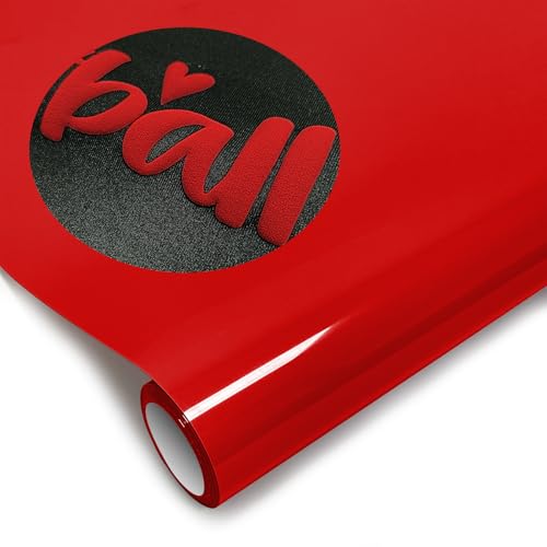 Image of Red Pu Puff Vinyl Heat Transfer - 12 inch x 5ft 3D Puff HTV Vinyl, Glitter Puffy Iron-On for Fabrics, Perfect for T-Shirts, Bags, Pillows, Compatible with Cricut & Cameo