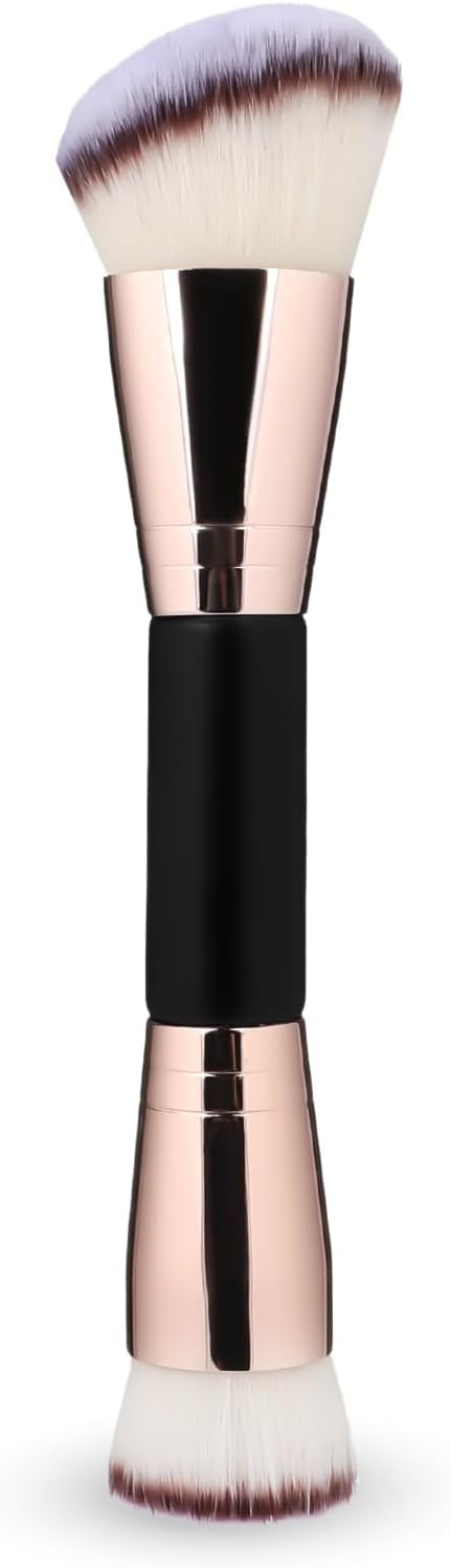 Rubyface Foundation Makeup Brush, Premium Kabuki Brush, Double-Ended Contour Brush for Blending Liquid Powder Concealer Cream Blush Makeup Brush (Flat/Angled Round, 1)-picture-16