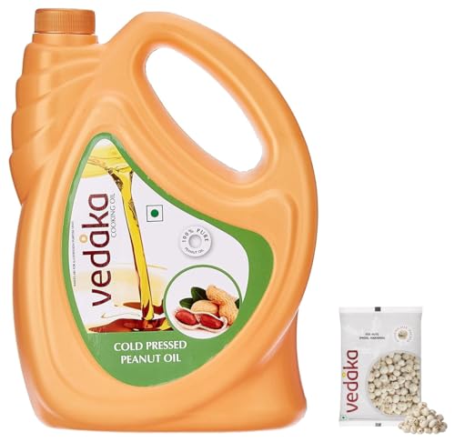 Image of Amazon Brand - Vedaka Cold Pressed Groundnut (Peanut) Oil, 5 liters Material : vegetarian & Amazon Brand - Vedaka Fox Nuts (Phool Makhana), 200 g
