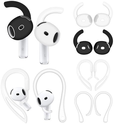 IiEXCEL Compatible with AirPods 4th Anti Slip Kit Silicone Sport Ear Hooks and 360 Rotation Adjustable Length Outdoor Earhooks Grip Ear Tips Wing Buds Holder for New AirPod 4-4X1