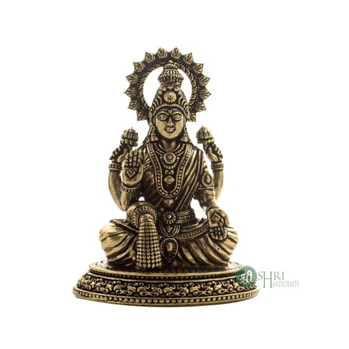 Image of INDICAST Handcrafted Brass Goddess Laxmi Statue for Home Temple | 2.5 inch Maa Lakshmi Figurine Idol Murti Sacred Symbol of Wealth | Perfect for Rituals & Gifting (Weight- 80gm)
