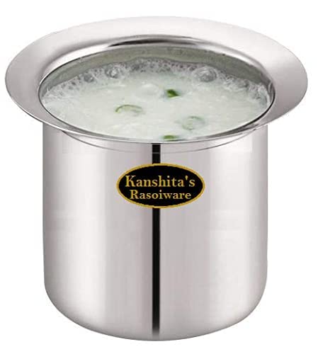 Kanshita's Rasoiware Stainless Steel Milk Container/Deep Gunj Flat Bottom, Polished, 0.5 liter