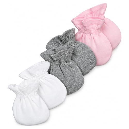 Burt's Bees Baby Unisex Baby Mittens, Infant Scratch Protection Mitts, 3 Pk | Protect Face From Scratching, Stay-On Elasticized Wrist & Stretchy Rib Knit Organic Soft Cotton Keep Little Hands Warm & Cozy