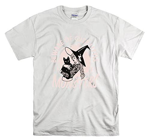 T-shirt unisexe Cute Little Monster Cat un cadeau original en coton blanc taille M