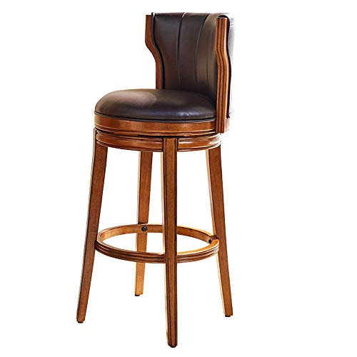 Teerwere Bar Chair Wooden 360 Degree Swivel Counter Height Bar Stool Cherry Leather And Wood Finish For Bar Kitchen Indoor Use Swivel Barstool (Color : Cherry, Size : 55Cm) #TOP5