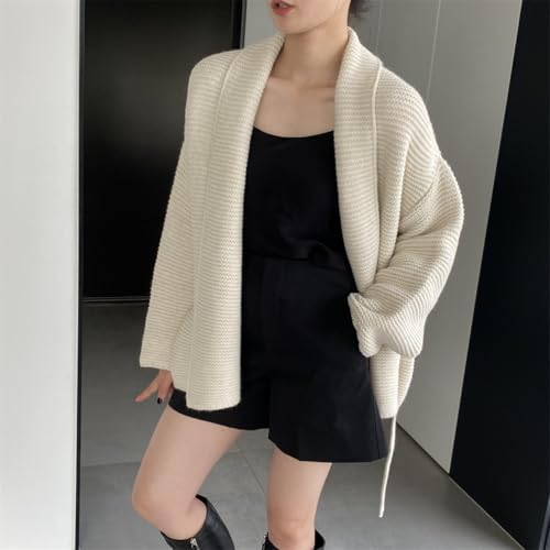 Women Belt Gathered Waist Knitting Sweater Coat, Casual Cardigan Sweaters for Women, wrap Cardigan4