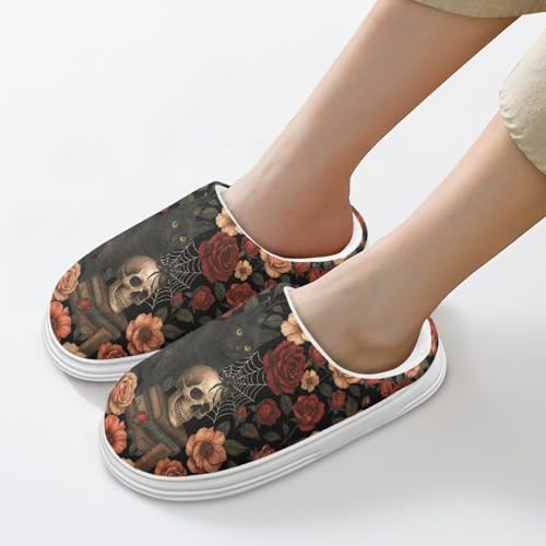 ChririnlaHalloween Slippers for Women Men, Memory Foam Slippers, Soft Thick Fuzzy Bedroom House Shoes Indoor Outdoor4