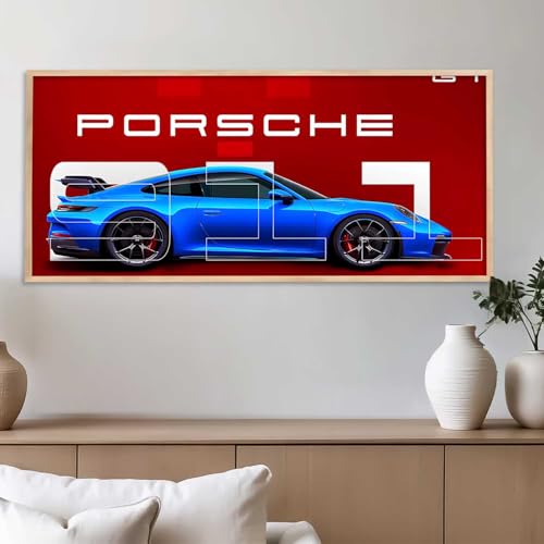 Image of kotart Big Porsche Car Framed Posters Gift Items for Boys Room Wall Decoration Bedroom Living Room Office Studio Decor | Car Poster Frame for Wall Decor Set Of 1 Size (13 x 25 inch)