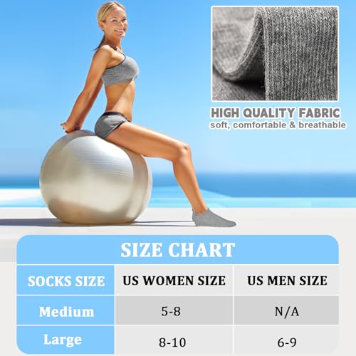 Image of SkiBeaut Grips Non Slip Socks for Women, 4 Pairs Yoga Pilates Anti Skid Woman Hospital Gripper Socks (5-12)