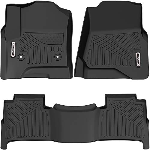 OEDRO Floor Mats Compatible for 2015-2020 Chevrolet Tahoe/GMC Yukon, Unique Black TPE All-Weather Guard Includes 1st and 2nd Row: Full Set Liners