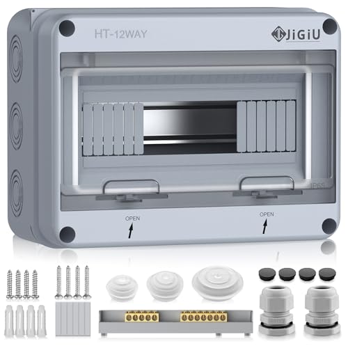 JiGiU Boîte de Distribution Exterieur IP65, Coffret Electrique 12 Modules, Boite de Boitier Etanche Electrique, ABS Résistant, pour Une Utilisation...