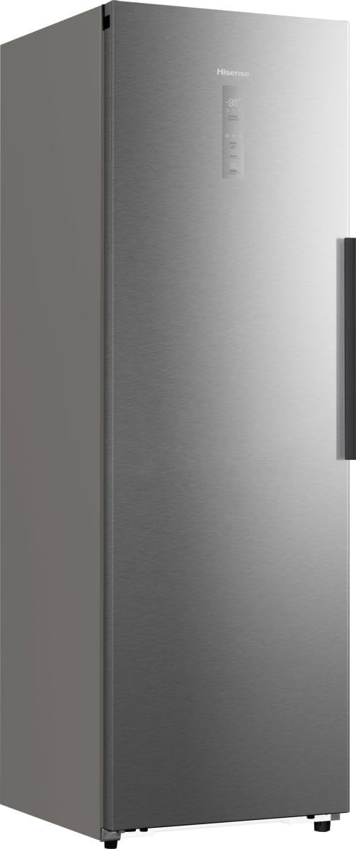 Hisense FT3K310SAIE - Congélateur 1 Porte Pose Libre Kitchen Fit, Classe E, 312 L, Hauteur 185,6 cm x Largeur 59,5 cm, Couleur Inox, Ventilation Inférieure, Ouverture de Porte 90º, Refroidissement