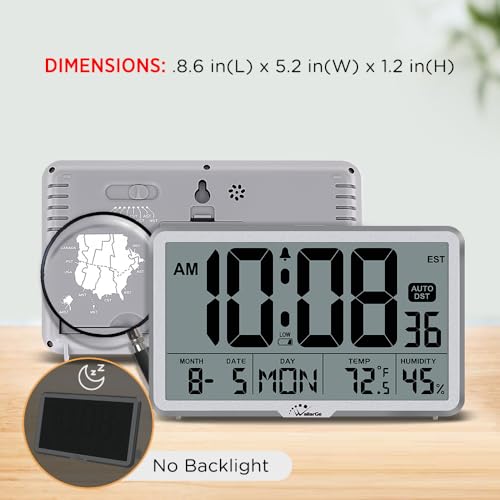 Image of WallarGe Auto Set Digital Wall Clock Battery Operated, Desk Clocks with Temperature, Humidity and Date