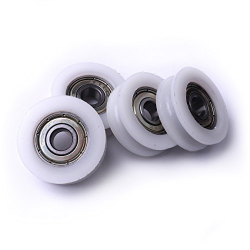 ATOPLEE - Lot de 4 roulettes en Nylon avec rainures - pour Portail Coulissant, Barres d'angle, tiroirs -8x33x10mm