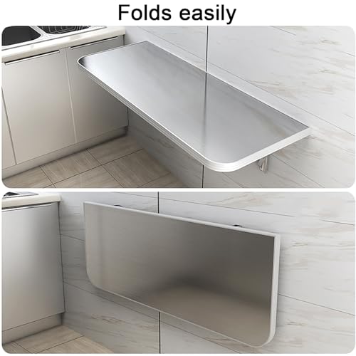 Table pliante murale en acier inoxydable pour petit bureau d'ordinateur - 4