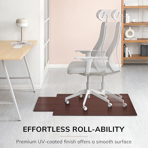 Anji Mountain Office Chairmat Thickest & Sturdy Bamboo Chairmats Highly Premium Quality Anti-Slip Heavy Duty For Multi-Purpose Hardwood Floor Office & Home Floor Protector Office Chair mat-5mm Thick - Thumbnail 5