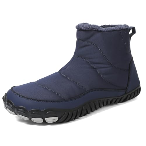 Image of Men's and Women's Barefoot Hiking Boots | Zero Drop Winter Snow Boots with Wide Toe Box | Slip-On Waterproof Ankle Booties | Minimalist Five-Finger Sneakers for Outdoor Hiking and Walking