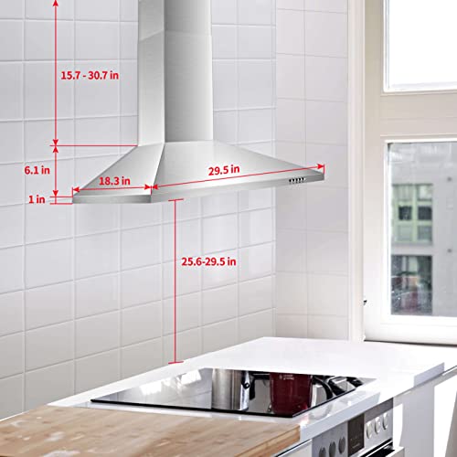 Sndoas US1001G75A Range Hood 30 Inch,Wall Mount Range Hood In Stainless Steel With Ducted/Ductless Convertible,Stove Vent Hood thumb #5