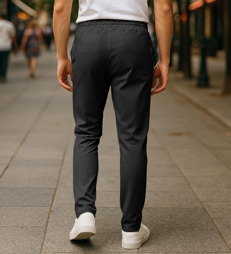 Men's Straight Leg Sweatpants, Lightweight Knit Casual Pants with Elastic Waist Drawstring and Pockets4