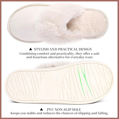 SNOWDROP Slippers For Women Memory Foam Indoor Outdoor Trendy House Shose,Comfy Non-Slip Soft Warm And Cozy Fluffy Fuzzy Slippers4