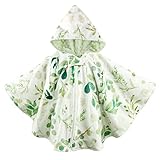 Toddler Car Seat Poncho, Baby CarSeat Cover Boys Girls, Outwear Hooded Poncho Cloak for Kids 6M-3T, Fall Autumn Winter Cozy Cape Blanket, Double Layer Soft & Comfortable, Green Leaf