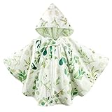 Toddler Car Seat Poncho, Baby CarSeat Cover Boys Girls, Outwear Hooded Poncho Cloak for Kids 6M-3T, Fall Autumn Winter Cozy Cape Blanket, Double Layer Soft & Comfortable, Green Leaf