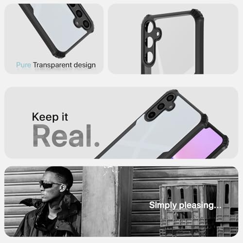 Image of Pikkme Crystal Clear Transparent Back Cover | Ultra Hyrbid | Full Camera Protection | Raised Edge | Bumper Case for Samsung Galaxy A16 5G (Black)