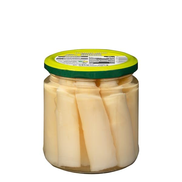Hacendado Weißer Spargel – Sehr Dick & Kurz (Spargelspitzen) – Premium Qualität – 3er Vorratspack – 3 Gläser à 345 g (Abtropfgewicht 205 g) – Zart, Faserfrei & Servierfertig