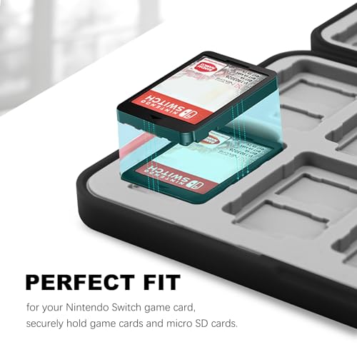 Image of FYY Nintendo Switch Game Case Holder for Switch 2 Cartridge Case with 24 Game Card Slots & 48 Micro SD Card Slots, Hard Shell, Silicone Lining Red Black Blue