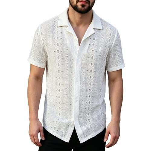 Chemise homme manches courtes noire col v en coupe regular fit pour l'été