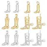 Tema de botas vaqueras: estos dijes exquisitamente elaborados cuentan con auténticas siluetas de botas de vaquero. Ideal para crear joyas que celebran la cultura del rodeo, festivales de música country o looks boho-chic cotidianos, cada pieza añade un toque occidental divertido pero pulido a collares, pulseras o llaveros