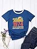 Dresswel Women Vintage 1974 T-Shirt 50th Birthday Gifts for Ladies Crew Neck Short Sleeve Retro Classic 50 Years Old T Shirts #1