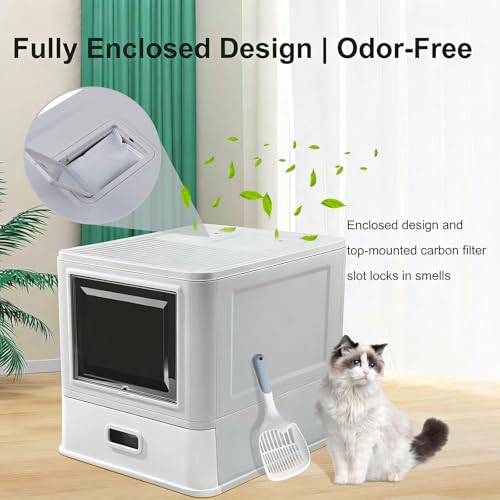 Arenero cerrado para gato de acero inoxidable XXL con tapa miniatura 4