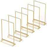 Goldener doppelseitiger Bilderrahmen - 6er-Pack - A4 Acryl Gold Tischkartenhalter, Aufsteller im Staffelei-Stil, Goldrahmen für Hochzeit Tischnummern, Speisekartenhalter, Fotorahmen (A4)