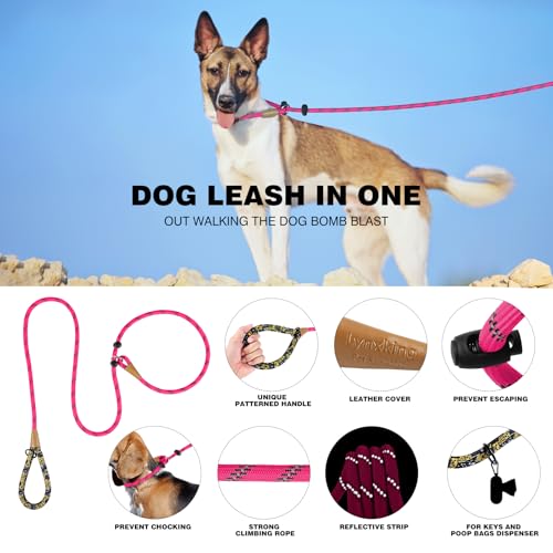 Close-up of leash braided rope and leather knots