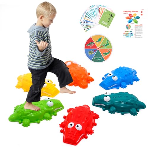 Balance Stepping Stones 6 Pcs Stepping Stones Set Indoor & Outdoor Non-Slip Bottom Stones for Boys Girls Fitness Equipment Promotes Coordination Strength Gift