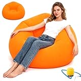 CEWROM Air Sofa Lazy No Bean Bag, Aufblasbarer Sitzsack, Aufblasbares Sofa Waschbar Wohnzimmer Liegestuhl Schlafzimmer, Superweich Sitzsack für Kinder und Erwachsene (Orange)