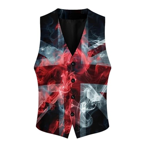 England Smoke Flag Novelty Men's Suit Vest Funny Formal Dress Vests Business Waistcoat3