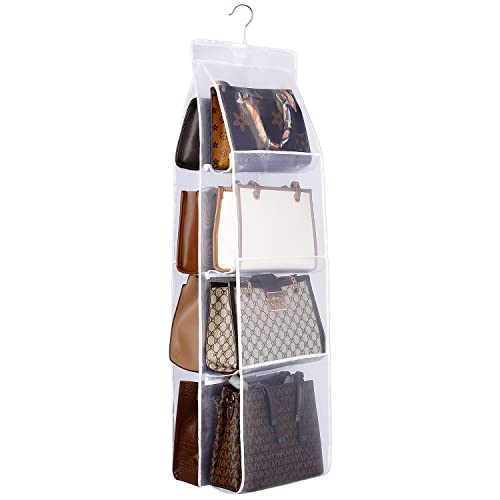 Lirex Rangement Suspendu Sac a Main, Organisateur de Sacs à Main Suspendu à 8 Poches Organisateur de Placard en Tissu Oxford pour Chambre à Coucher du Placard Familial, Pliable et Ajustement Universel Cover