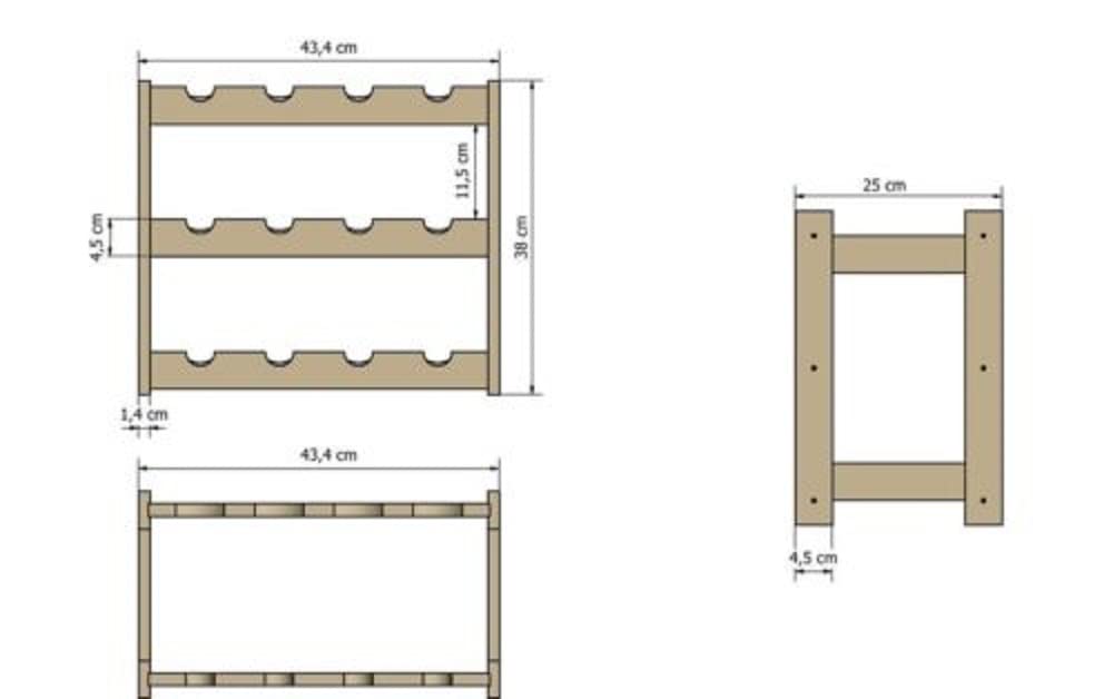 SMH LINE® Wijnrek - 42 flessen - Traditioneel Metaal en Hout