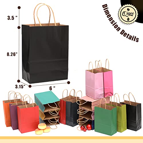 Qiqee 16BHANDBAG32 32-Packs Paper Bags With Handles Bulk 8.26 Inch×6 Inch×3.15 Inch Small Gift Bags 16 Different Senior Color Bags Multiple Uses(Small Size) thumb #4