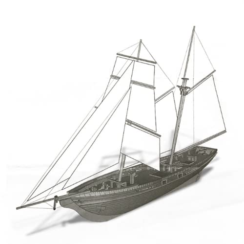 HAPYLY Scale DIY Hobby Wooden Ship Science Equipmen Assembly Model Boat Kits Sailing Boat Kit Decor Toy Gift (1:70) - Thumbnail 3