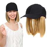 DOITOOL Gorra De Béisbol Con Peluca Corta Y Recta Sombrero De Peluca Para Mujer Con Extensiones De Cabello Gorro Ligero Y Ajustable Para Y Verano Estilo Natural Y Versátil