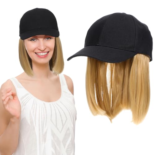 Chapeau perruque femme cheveux courts lisses extensions légères