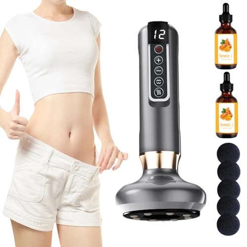 Velora Masajeador Anticelulitico, Kit AnticelulíTico Revitalif - Contiene 60 Ml De Aceite Esencial De CúRcuma, 12 Velocidades Ajustables, Reafirmante, Apto Para Todo El Cuerpo. (Gris)