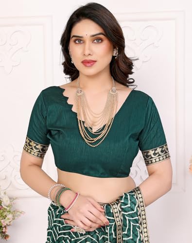Image of Yashika Women's Printed Georgette Printed Saree With Lace Border and Blouse Material