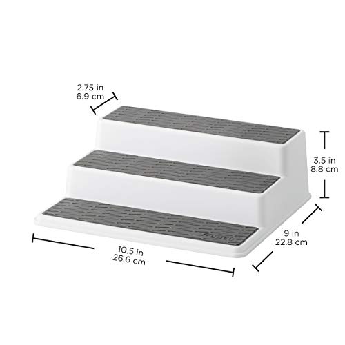 Copco Non-Skid 3-Tier Spice Pantry Kitchen Cabinet Organizer, 10-Inch, Gray, 2 Count #TOP5