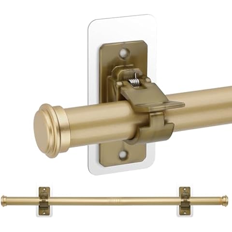 Curtain Rods No Drilling for Windows 30 to 45 inch, Adjustable Bronze-Gold Curtain Rod with Brackets, Splicing Apartment Friendly Curtain Rods Easy Installation and Modern Design Cover