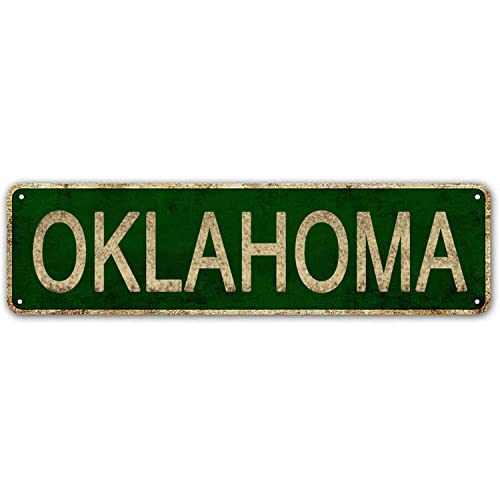 YOYUJU Oklahoma Sign, America State Name Vintage Metal Tin Sign 4x16 Inch