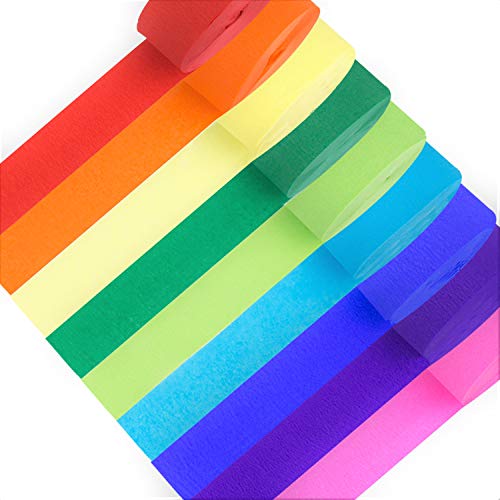98.4 Feet Crepe Paper Streamers | Pack of 9 Color Rolls | Party
